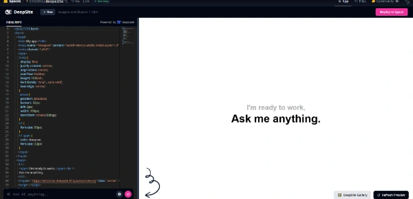 DeepSite AI Coder no coding required